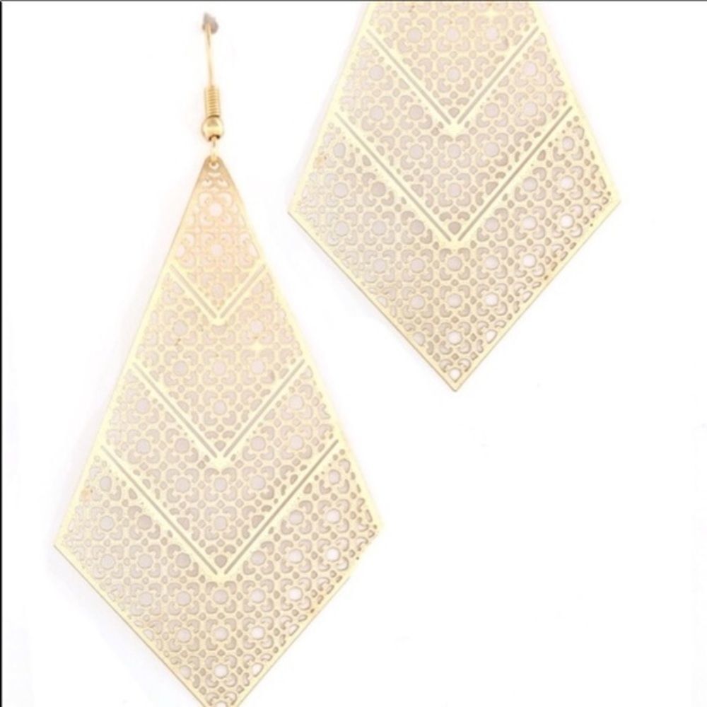 Trendy Triangular Drop Earrings. - Picture 2 of 4